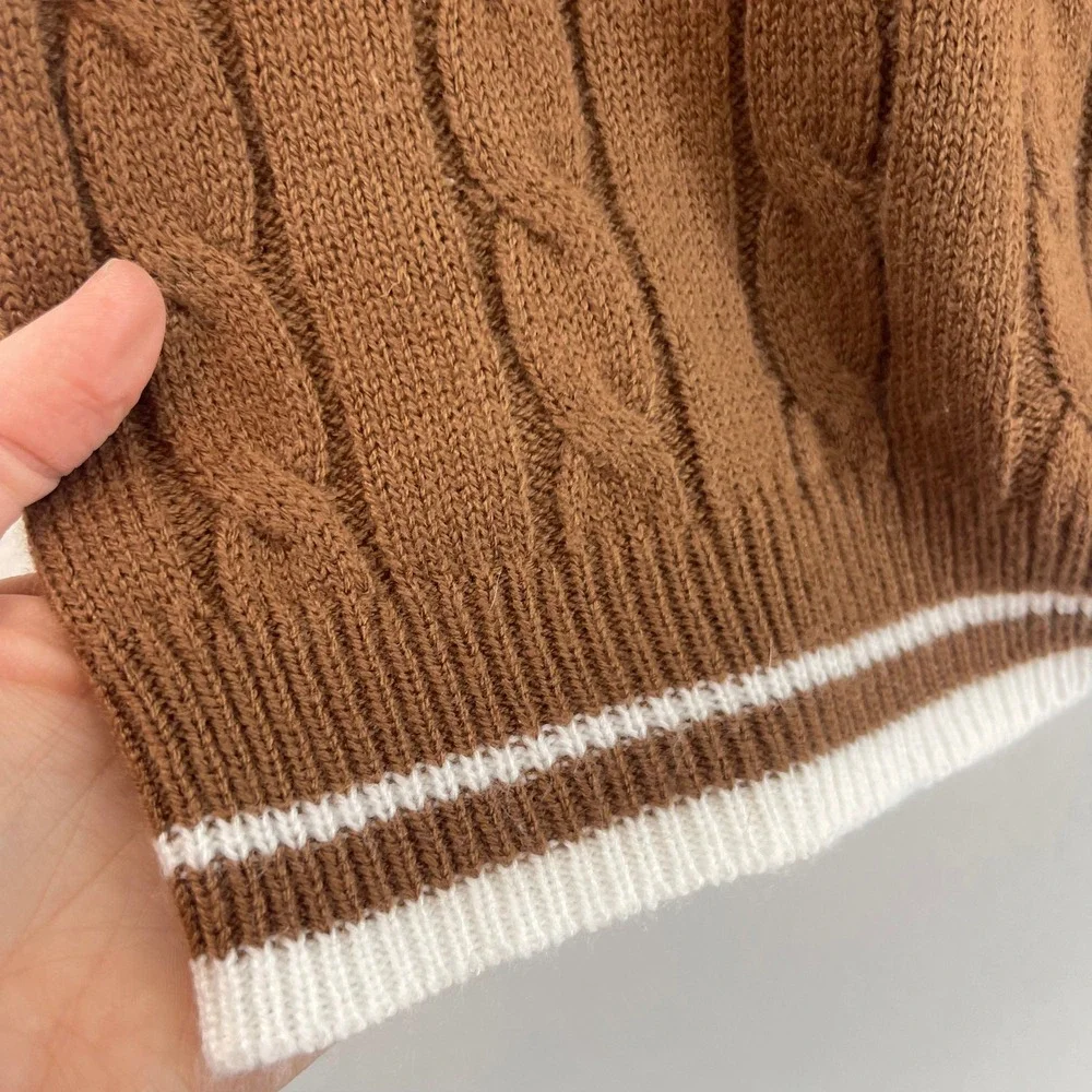 SHEIN Brown Cable Knit V Neck Sweater Vest Kids Size 8Y - Picture 8 of 13